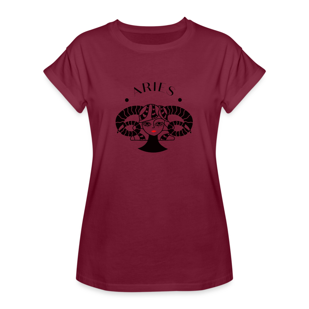 Aries Women's Relaxed Fit T-Shirt - burgundy