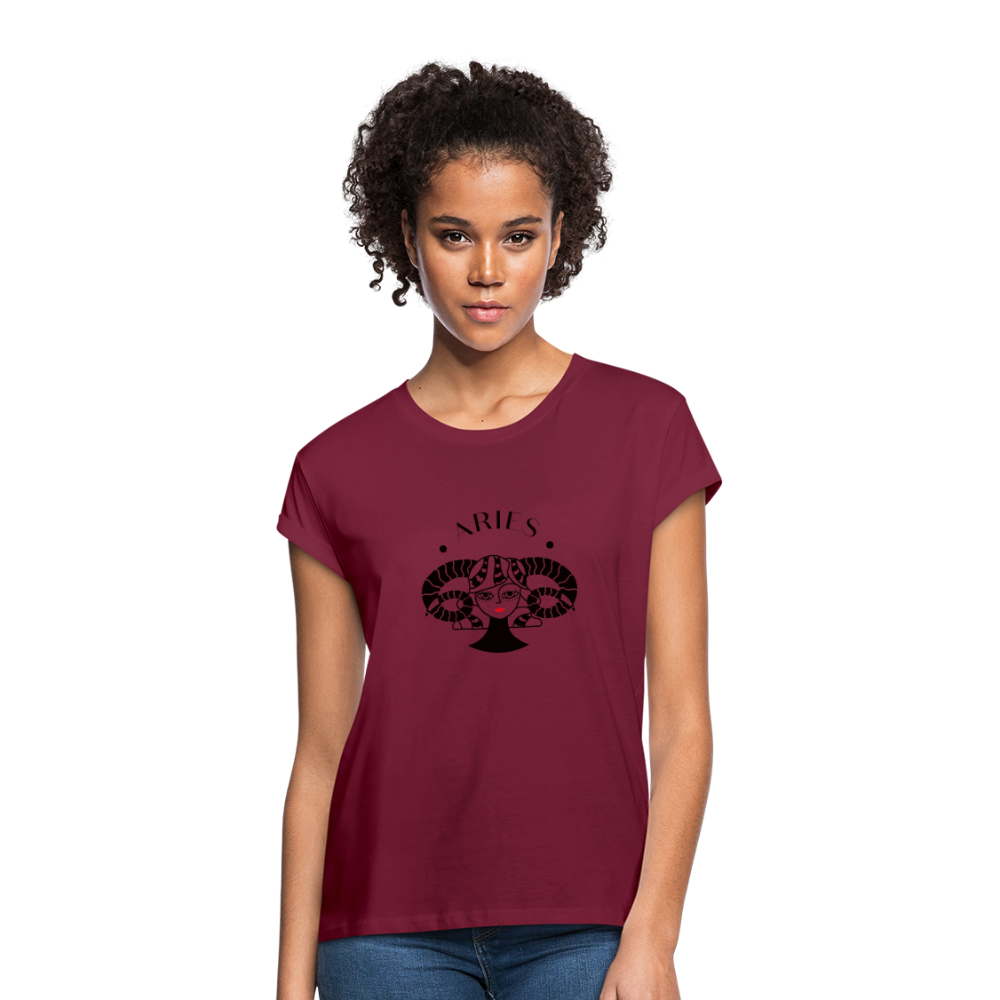 Aries Women's Relaxed Fit T-Shirt - burgundy