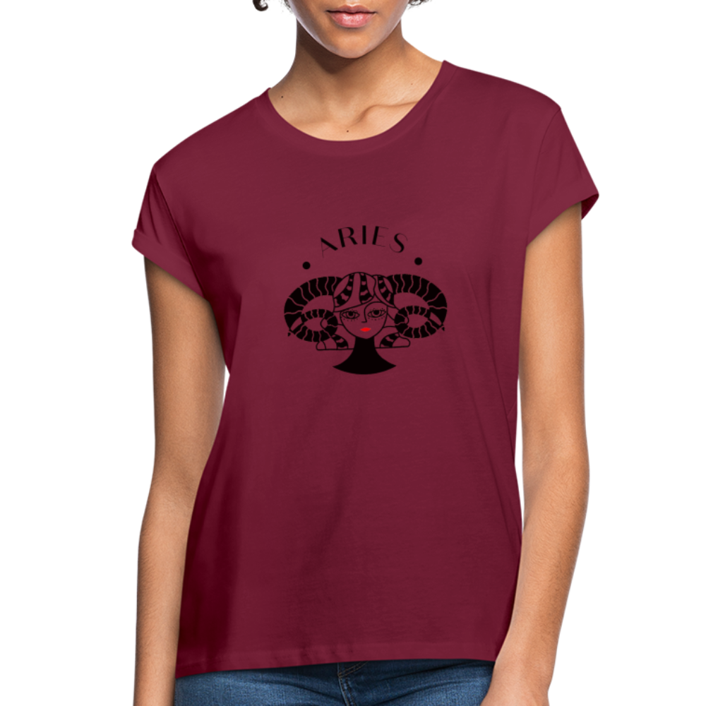 Aries Women's Relaxed Fit T-Shirt - burgundy