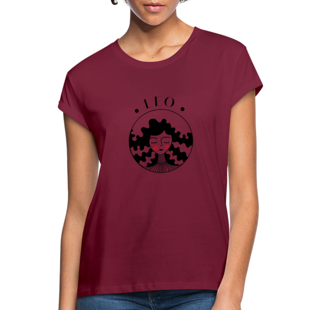 Leo Women's Relaxed Fit T-Shirt - burgundy