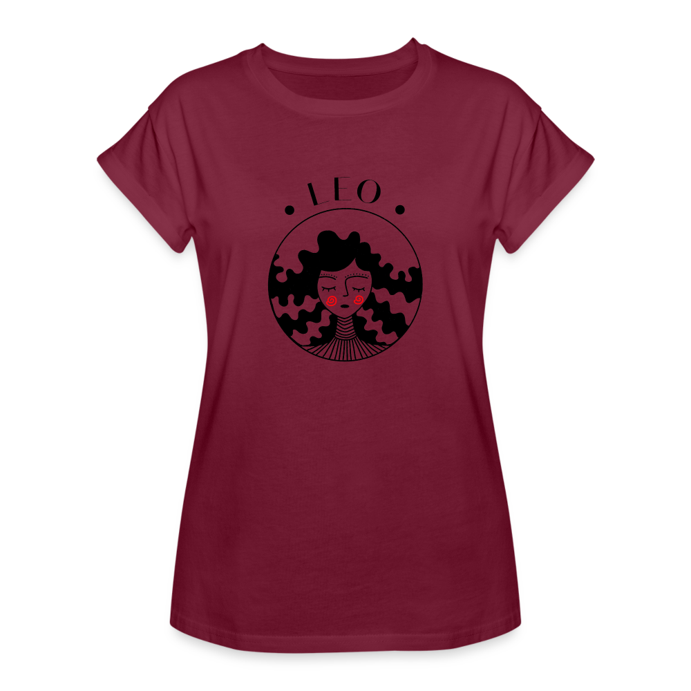 Leo Women's Relaxed Fit T-Shirt - burgundy