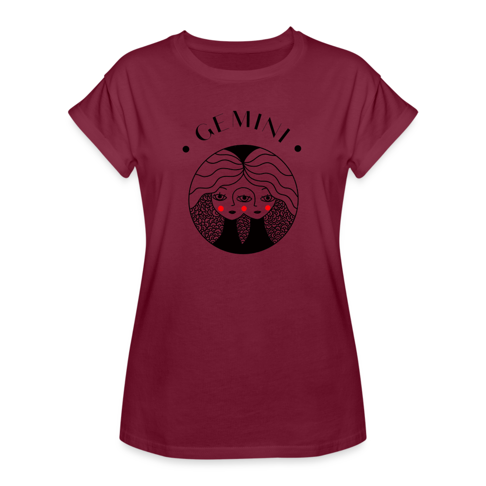 Gemini Women's Relaxed Fit T-Shirt - burgundy