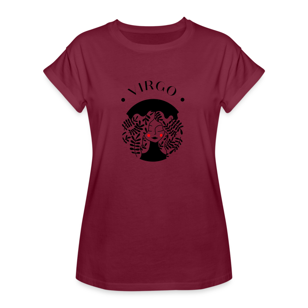 Virgo Women's Relaxed Fit T-Shirt - burgundy