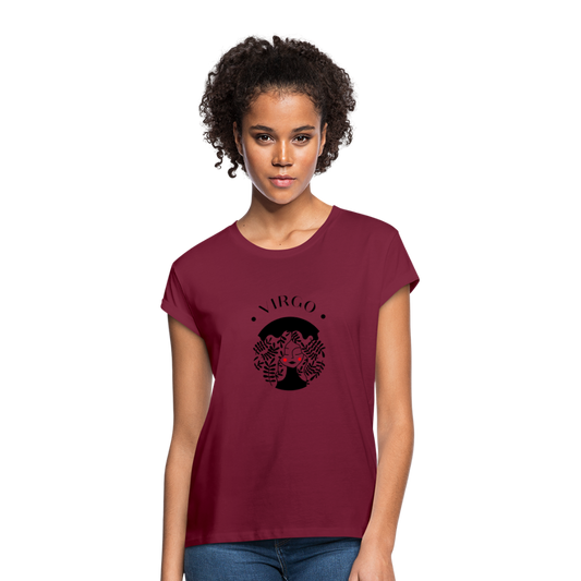 Virgo Women's Relaxed Fit T-Shirt - burgundy