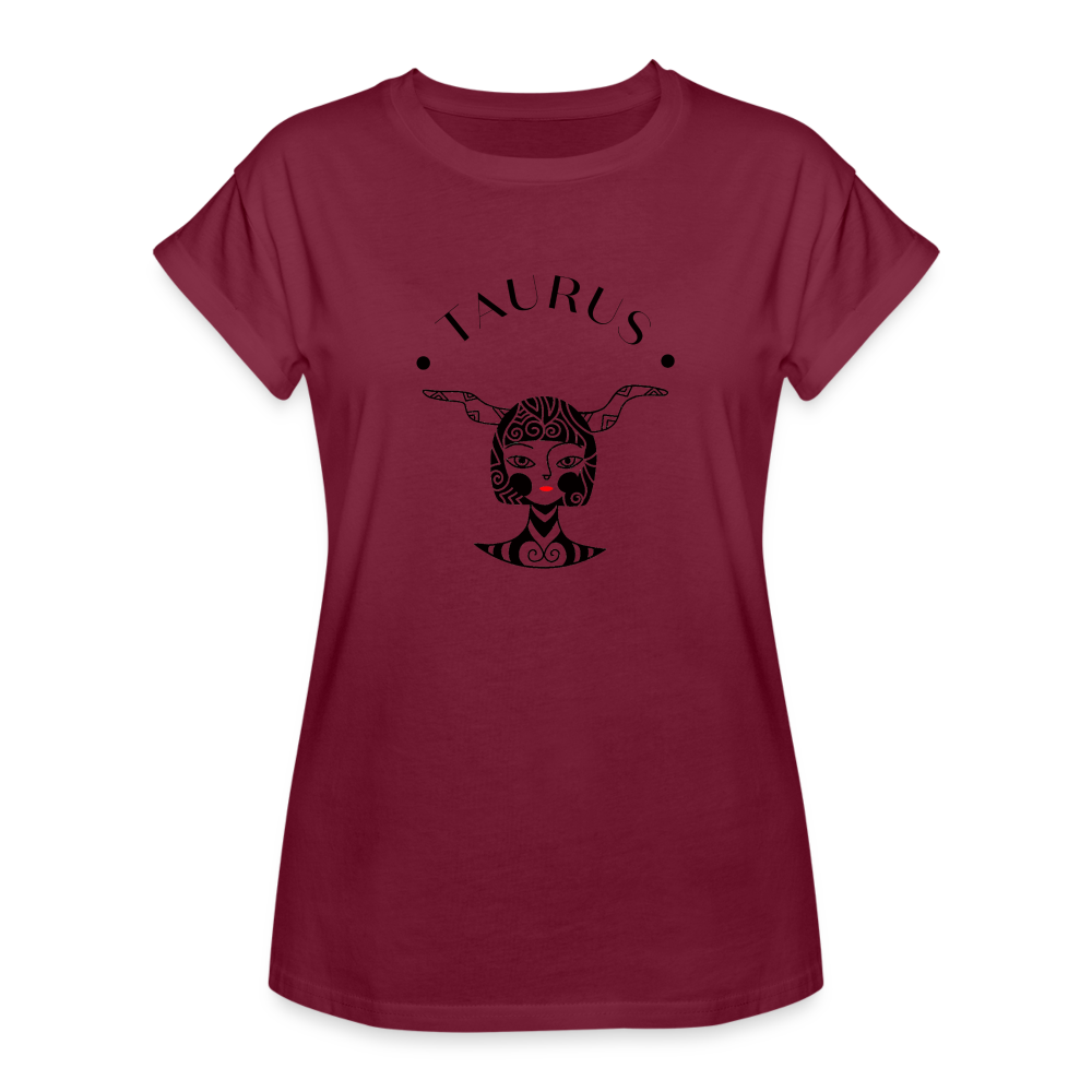 Taurus Women's Relaxed Fit T-Shirt - burgundy