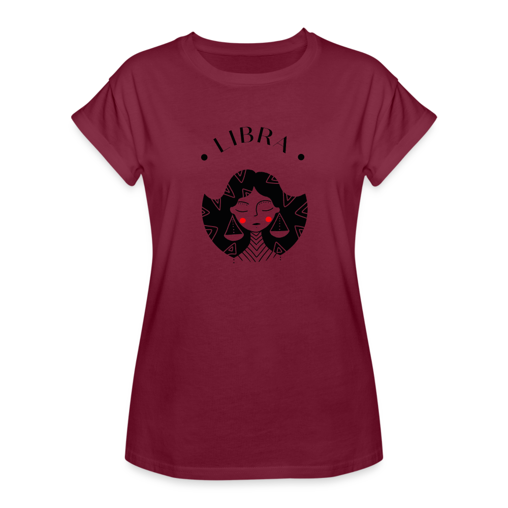 Libra Women's Relaxed Fit T-Shirt - burgundy