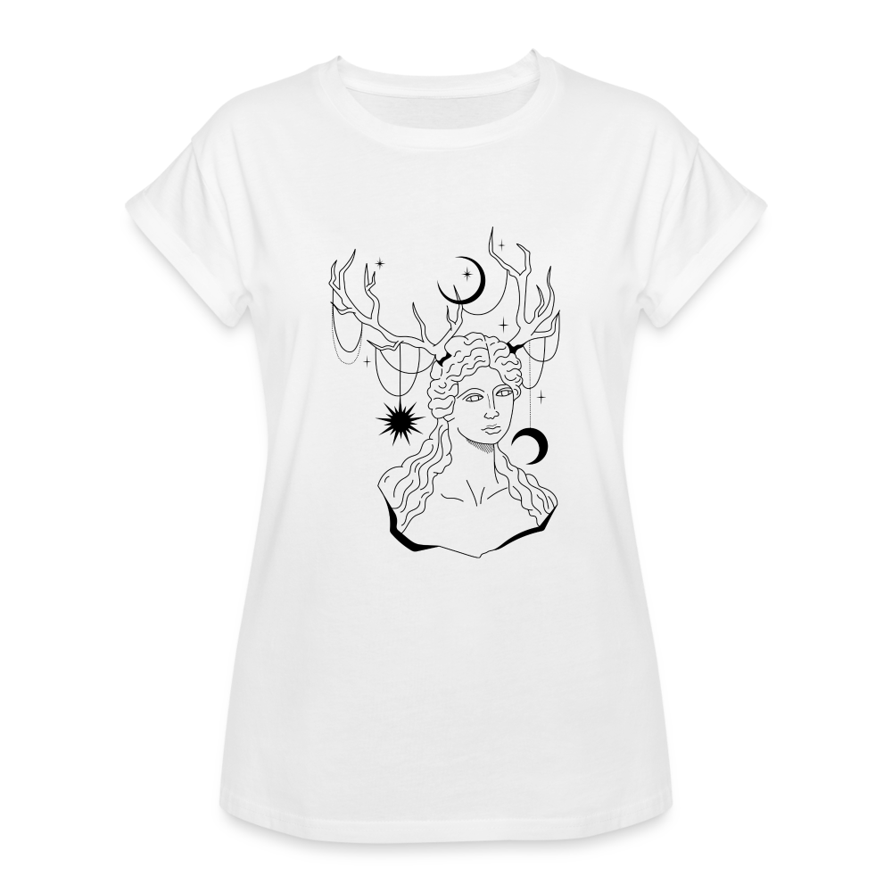 Crescent Moon Women's Relaxed Fit T-Shirt - white