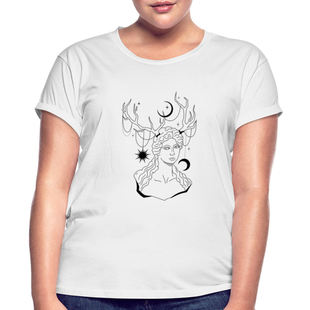 Crescent Moon Women's Relaxed Fit T-Shirt - white