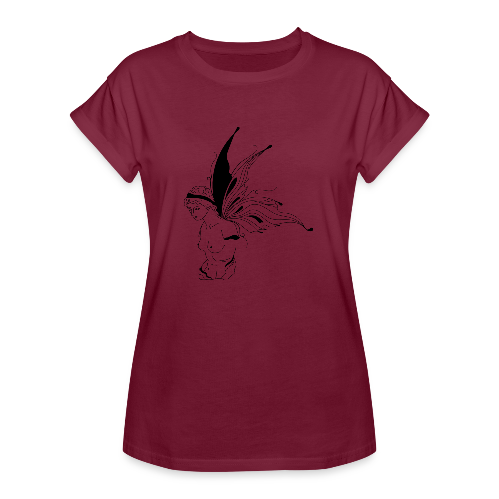 Butterfly Women's Relaxed Fit T-Shirt - burgundy